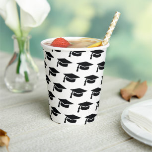 Graduation Black Tassel Cap Paper Cups