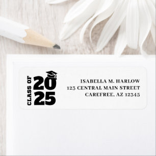 Graduation Black Tassel Cap Return Address Label