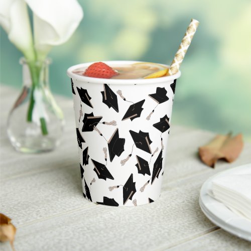 Graduation Black White Caps Party Supplies Paper Cups