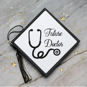 Graduation Black White Future Doctor Stethoscope Cap Topper