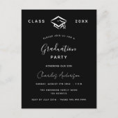 Graduation black white simple 2024 invitation postcard (Front)