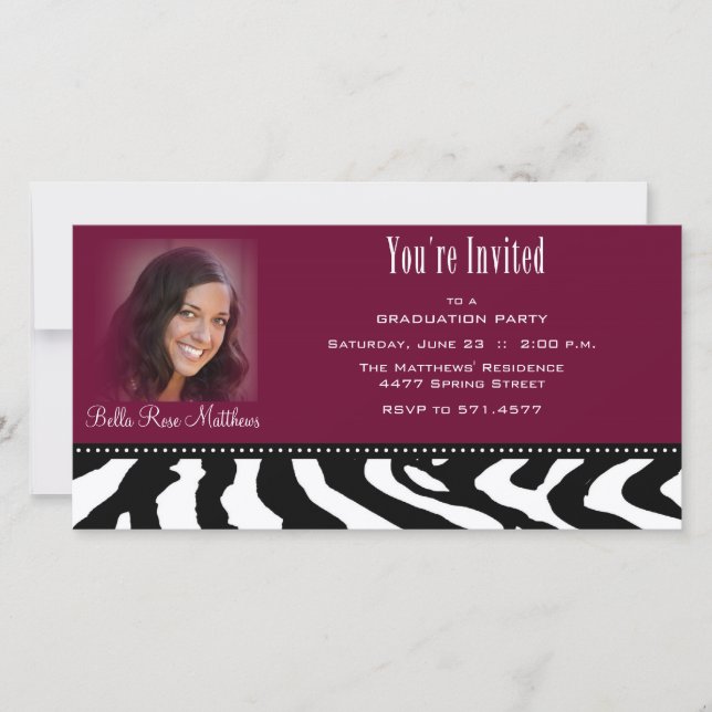 Graduation Black Zebra Photo Card (Front)