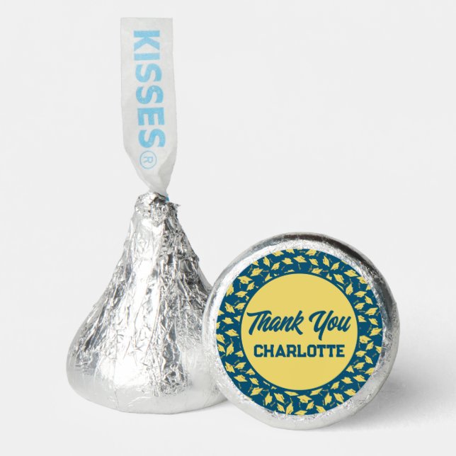 Graduation Blue and Gold Party Thank You Hershey®'s Kisses® (Front)
