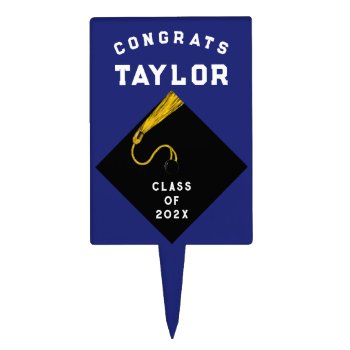 Graduation Blue Cake Topper by partygames at Zazzle