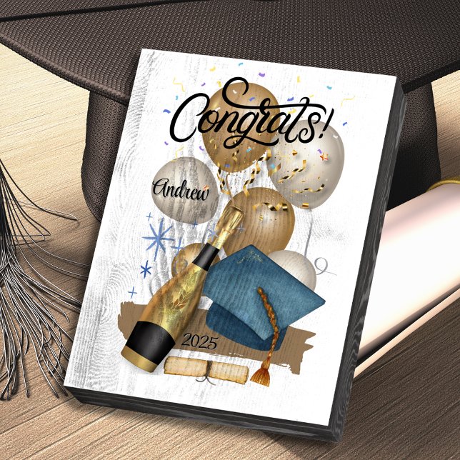 Graduation Blue Cap Keepsake Wooden Box Sign (Creator Uploaded)