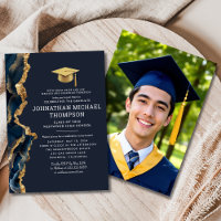 Graduation Blue Gold Agate Graduation Photo