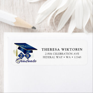 Graduation Blue Gold Classic Return Address Label