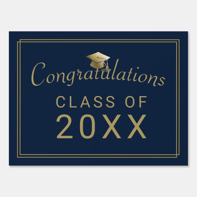 Graduation Blue Gold Congratulations Class of 2023 Sign (Front)