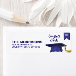 Graduation Blue Gold Graduation Cap 20XX Custom Label