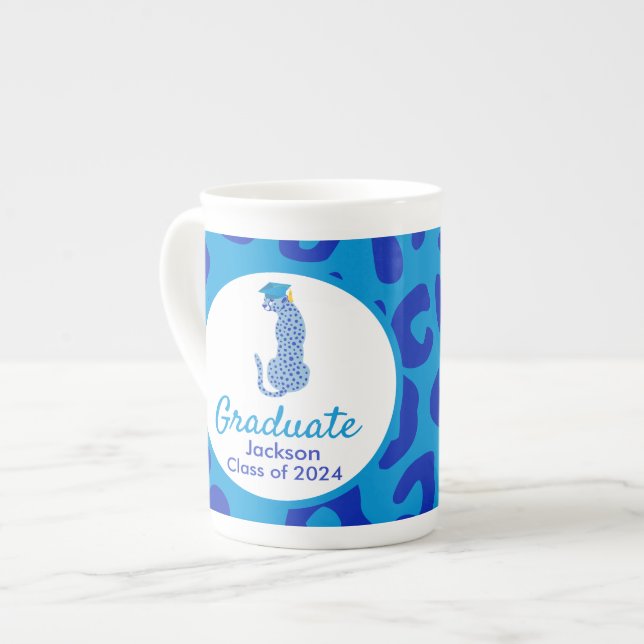 Graduation Blue Leopards Specialty Mug (Front Left)