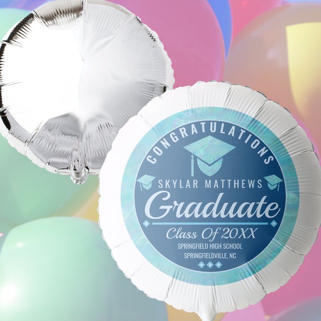 Graduation Blue Opal Simple Congratulations Balloon (Creator Uploaded)