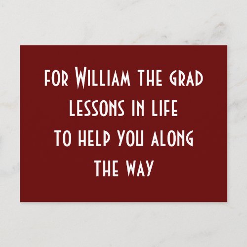 Graduation Blue Party Words Of Advice Card Lessons