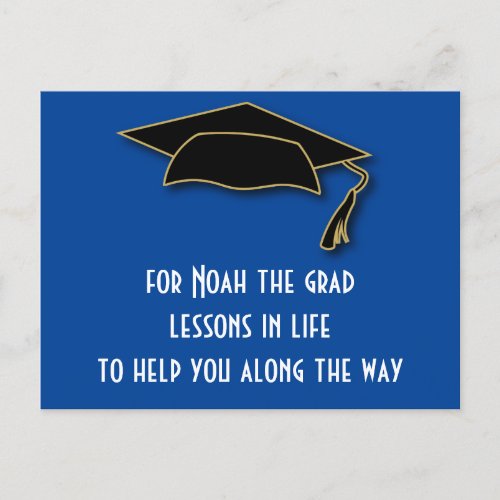 Graduation Blue Party Words Of Advice Postcard