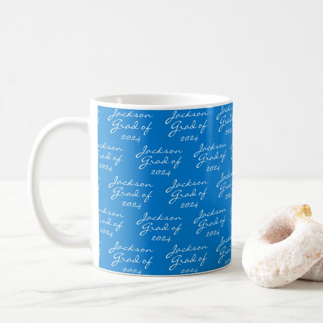 Graduation Blue Personalized Grad Coffee Coffee Mug (With Donut)