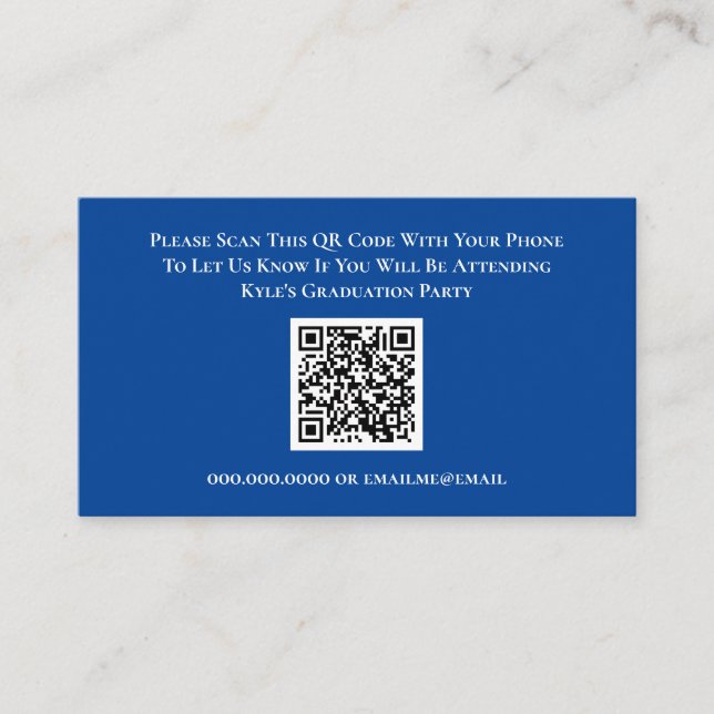 Graduation Blue RSVP QR Code Response Card (Front)