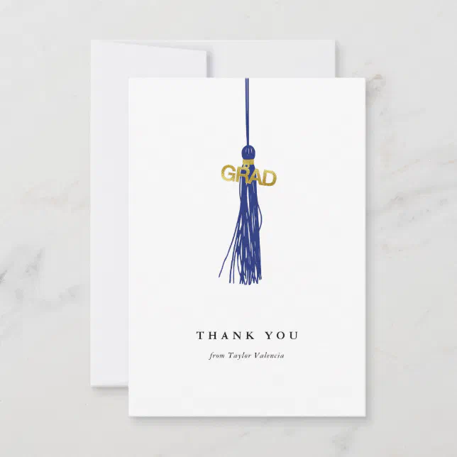 Graduation Blue Tassel Custom Thank You Card | Zazzle