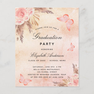 Graduation blush butterfly pampas grass budget flyer