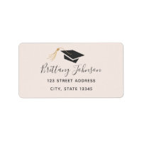 Graduation Blush Gold Foil Tassel Cap Address