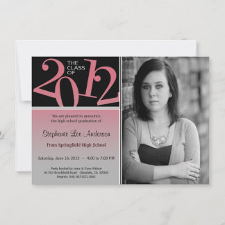 Graduation Blush on Gray Invite