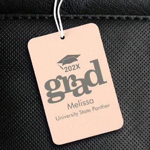 Graduation Blush Pink Cap Modern Bold Typography Air Freshener