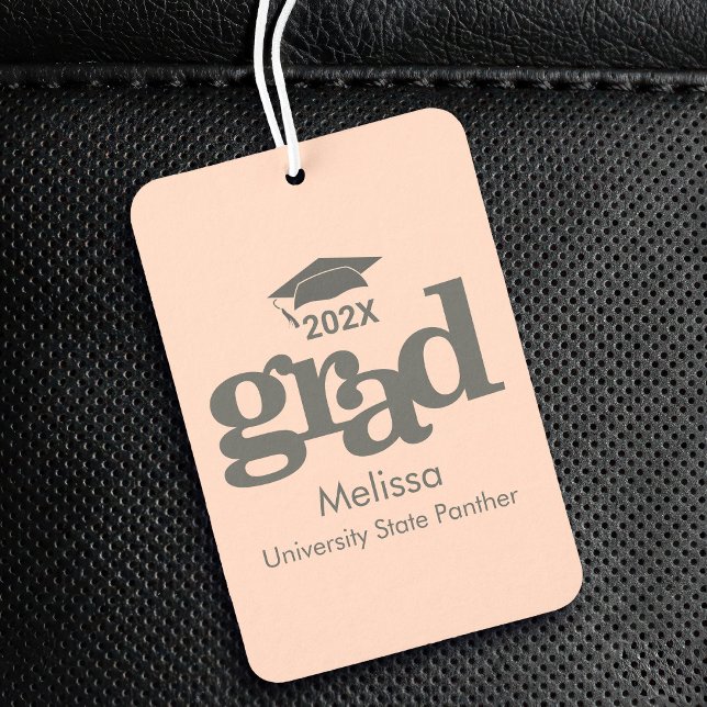 Graduation Blush Pink Cap Modern Bold Typography Air Freshener (Creator Uploaded)
