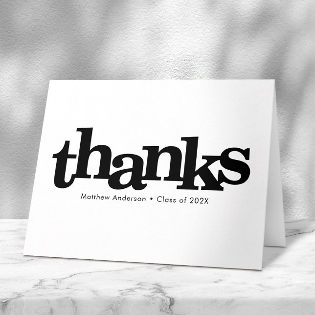 Graduation bold black and white modern typography thank you card (Creator Uploaded)