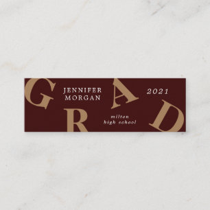 graduation bold letters school colors  Name Card