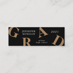 graduation bold letters school colors Name Card