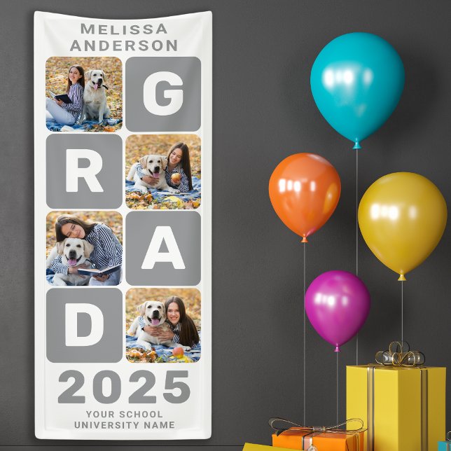 Graduation Bold Trendy Personalized Photo Collage Banner (Creator Uploaded)