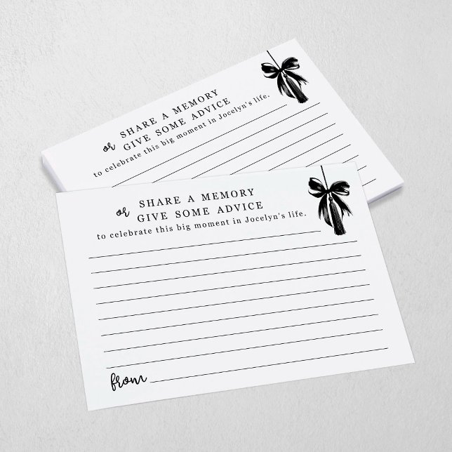 Graduation Bow Tassel Share a Memory / Give Advice Enclosure Card (Creator Uploaded)