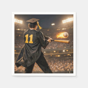 Graduation Boy Baseball Player #11 Napkins