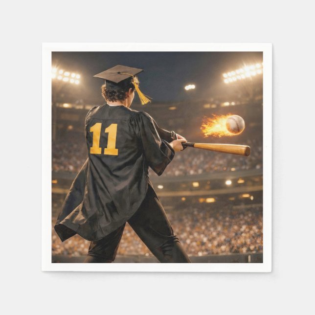 Graduation Boy Baseball Player #11 Napkins (Front)
