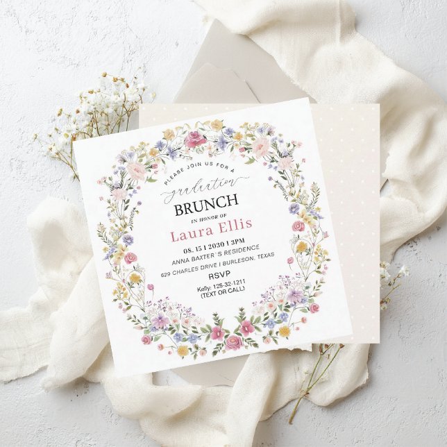Graduation Brunch elegant modern watercolor Invitation (Creator Uploaded)