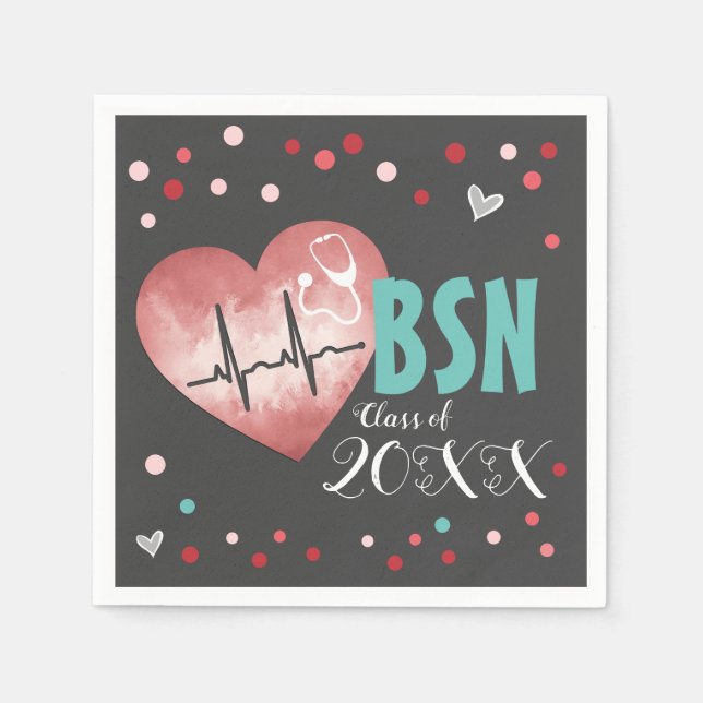 Graduation BSN Nursing Degree Class of Napkins (Front)