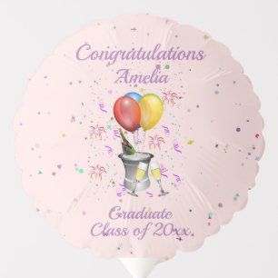 Graduation Bubbly Celebration Pink Balloon