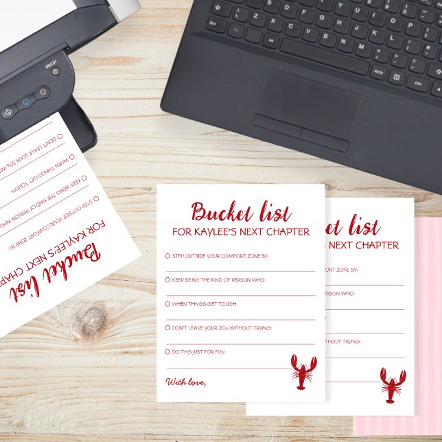 Graduation Bucket List Pink Crawfish Advice Cards (Graduation Bucket List Pink Crawfish Advice Cards)