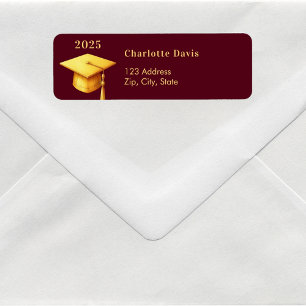 Graduation burgundy gold cap 2026 return address label