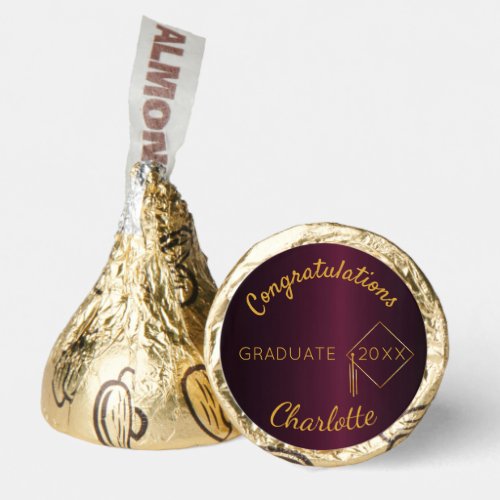 Graduation burgundy gold name congratulations hersheys kisses