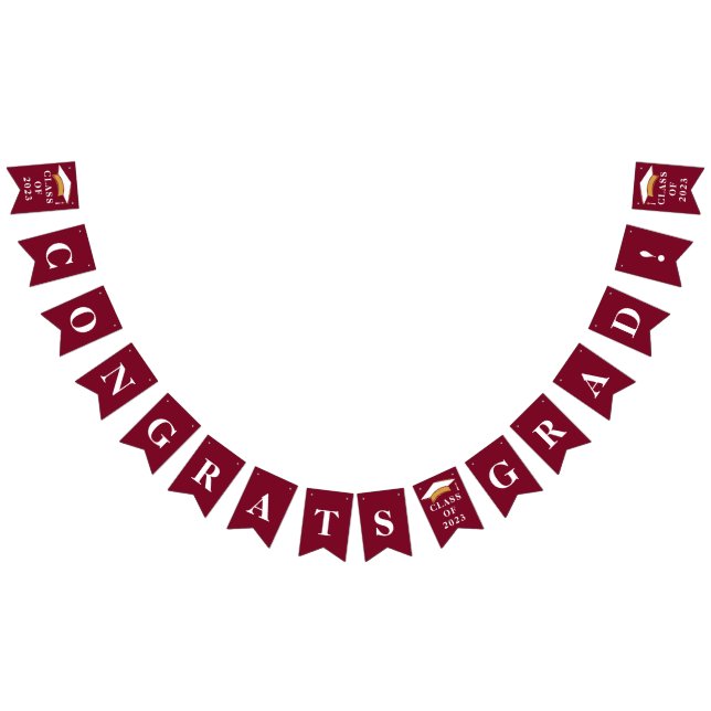 Graduation Burgundy Graduate Party 2025 Bunting Flags (All)