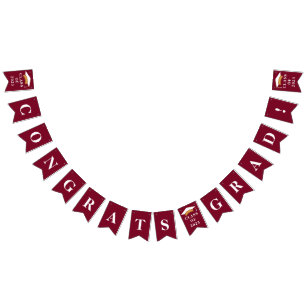 Graduation Burgundy Graduate Party 2026 Bunting Flags