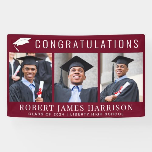 Graduation Burgundy Photo Welcome Banner