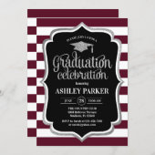 Graduation - Burgundy Silver Black White Invitation (Front/Back)
