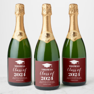 Graduation burgundy wine label