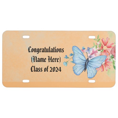 Graduation Butterfly License Plate