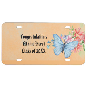 Graduation Butterfly License Plate