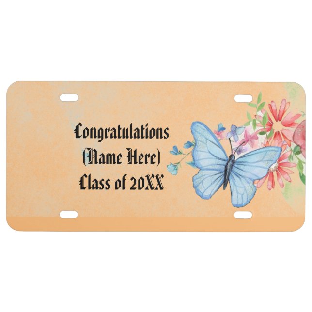 Graduation Butterfly License Plate (Front)