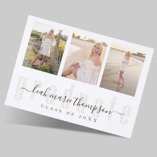 Graduation Calligraphy Script Elegant Photo  Letterpress Photo Cards