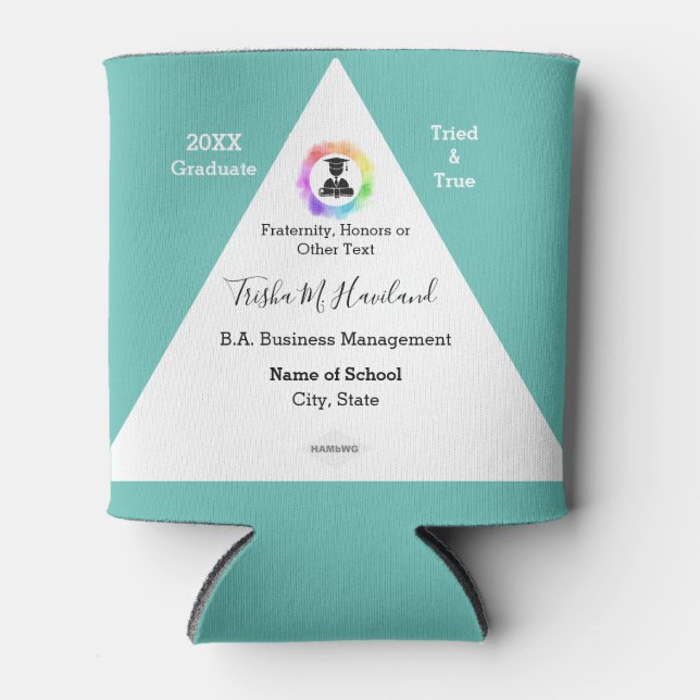 Graduation Can Cooler Watercolor Look HAMbyWG (Front)