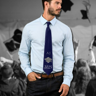 Graduation cap 2026  -monogrammed -  Dark Navy Neck Tie