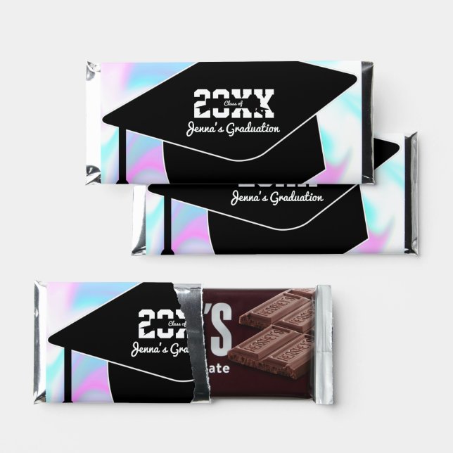 Graduation Cap Abstract Holographic Hershey Bar Favors (Front)